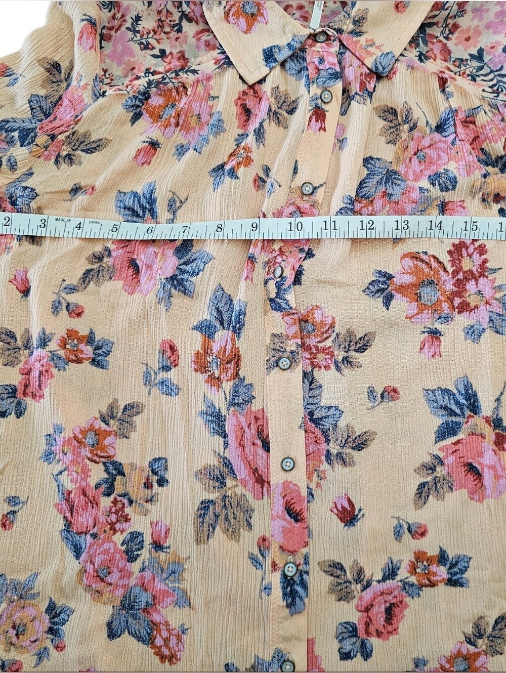 Free People Hold On To Me Coral Floral Blouse Size Small - Picture 5 of 11